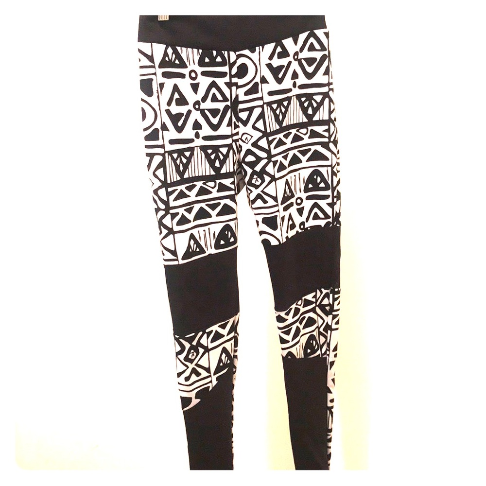 Black and white tribal pants